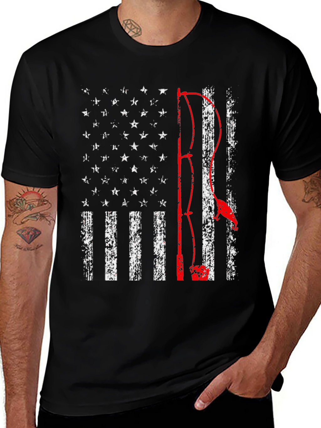 Fishing American Flag Graphic Tee