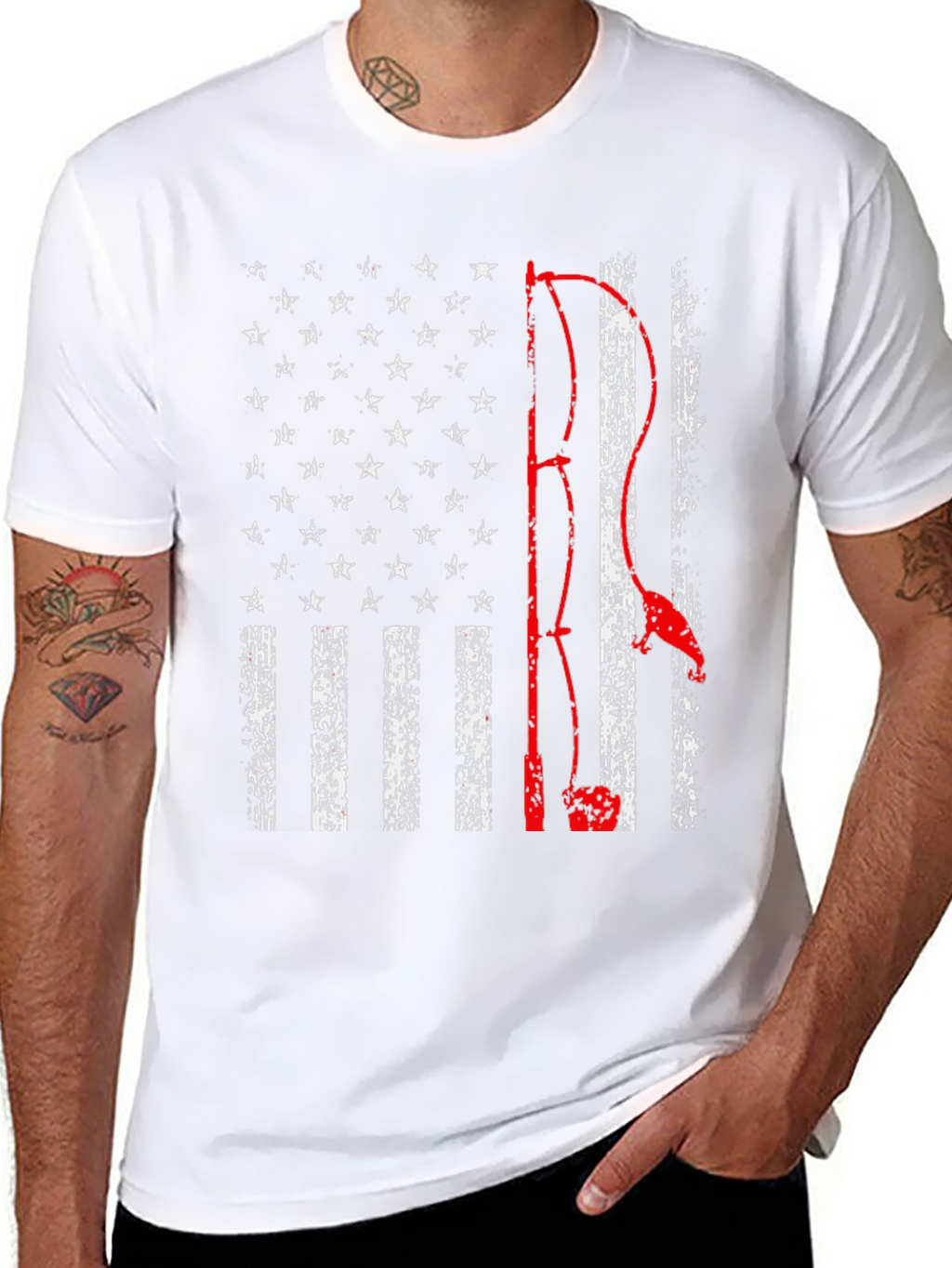 Fishing American Flag Graphic Tee