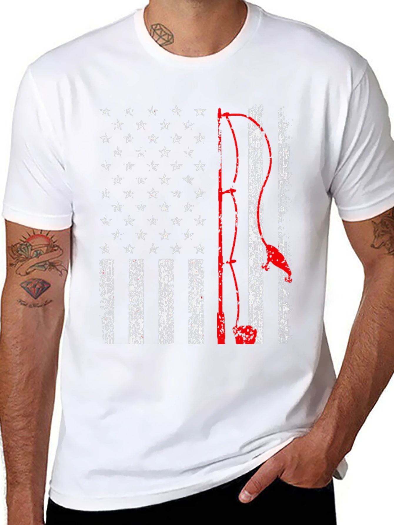 Fishing American Flag Graphic Tee