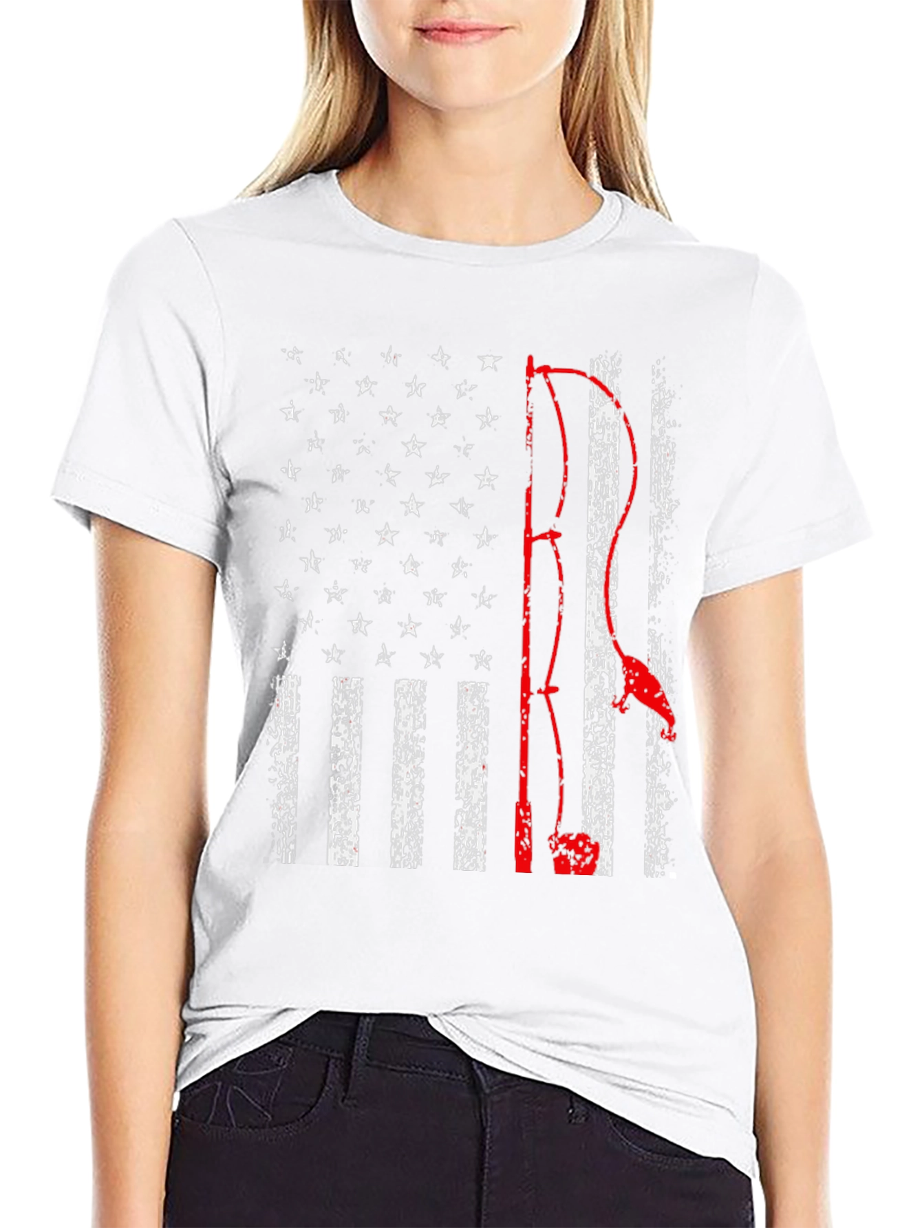 Fishing American Flag Graphic Tee