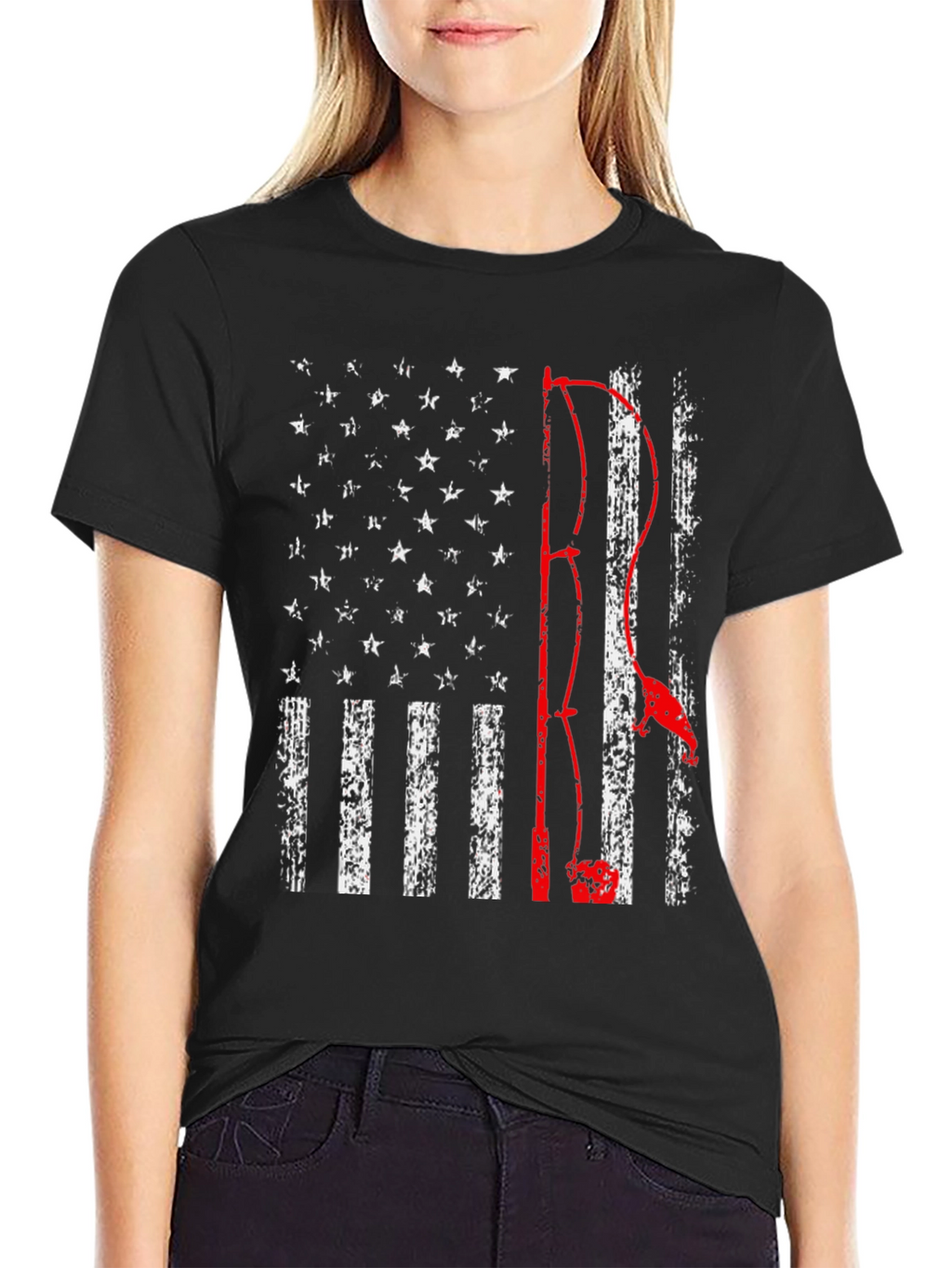 Fishing American Flag Graphic Tee