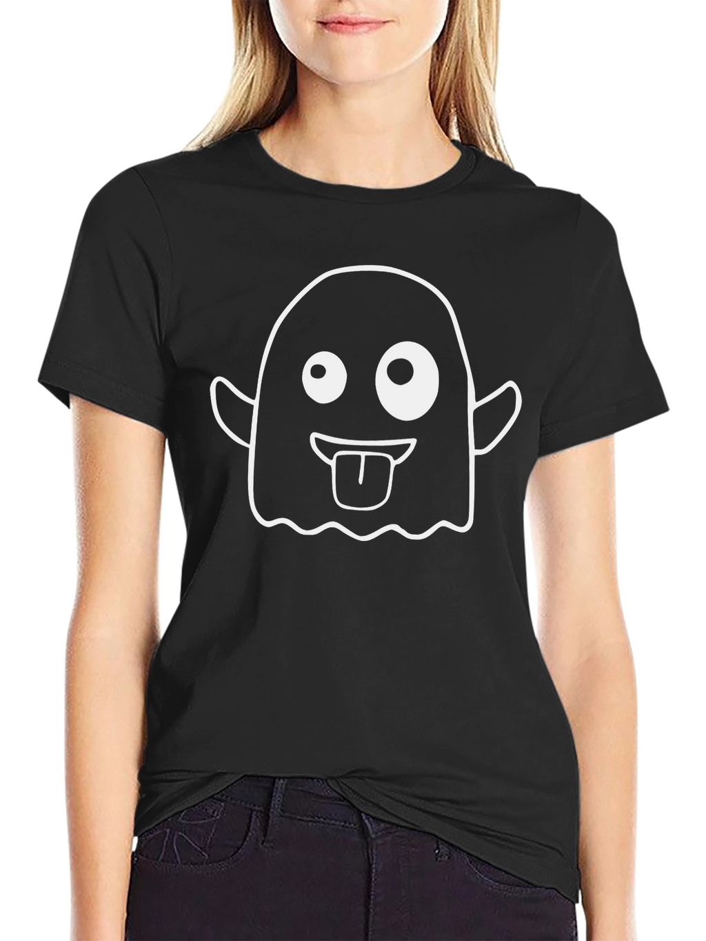 Funny Ghost Graphic Tee - Halloween Black T-Shirt