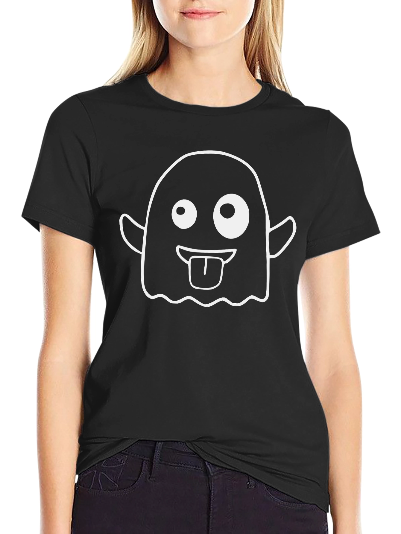 Funny Ghost Graphic Tee - Halloween Black T-Shirt