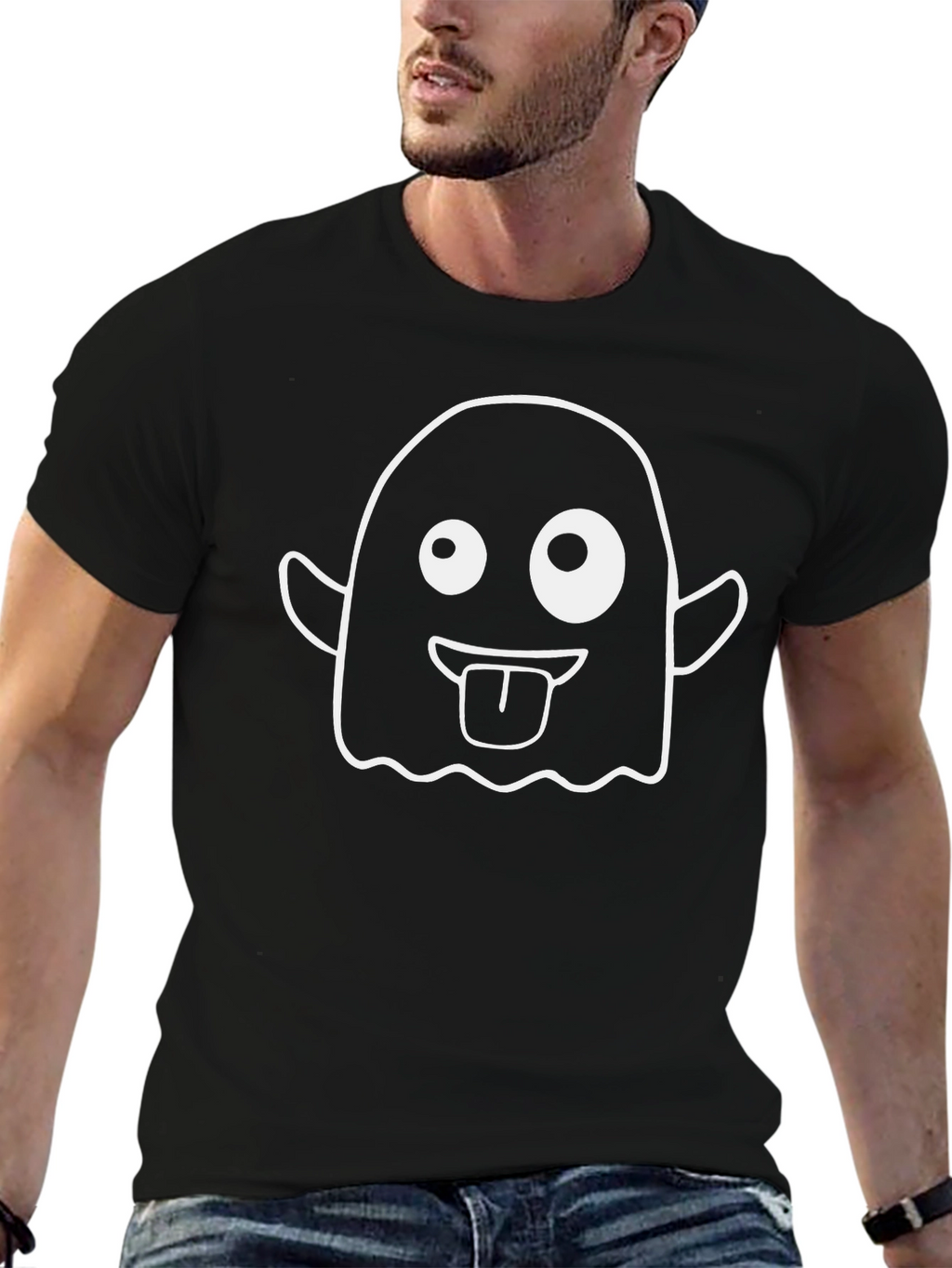 Funny Ghost Graphic Tee - Halloween Black T-Shirt
