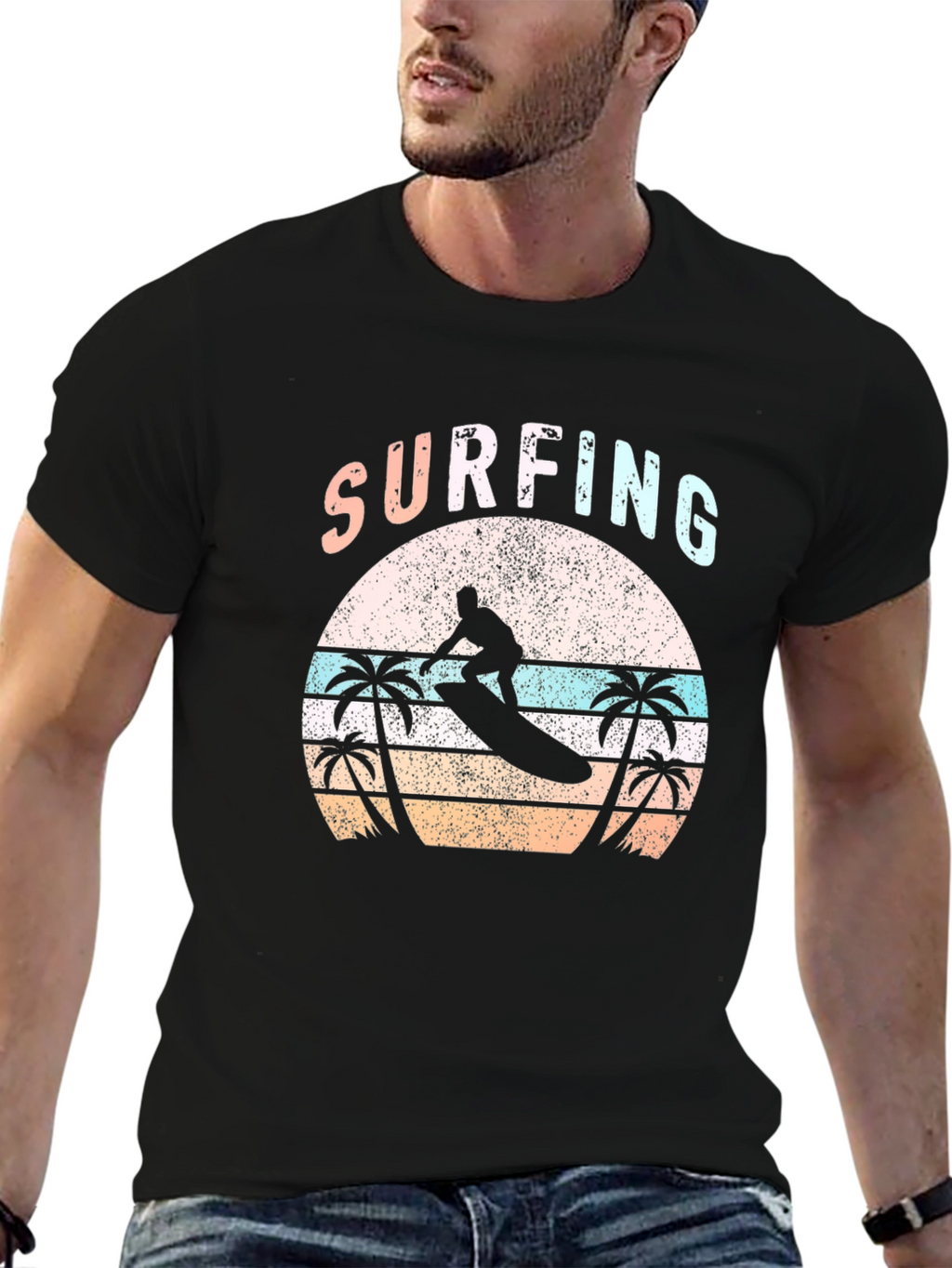 Surfing Graphic Tee - Retro Beach Vibes
