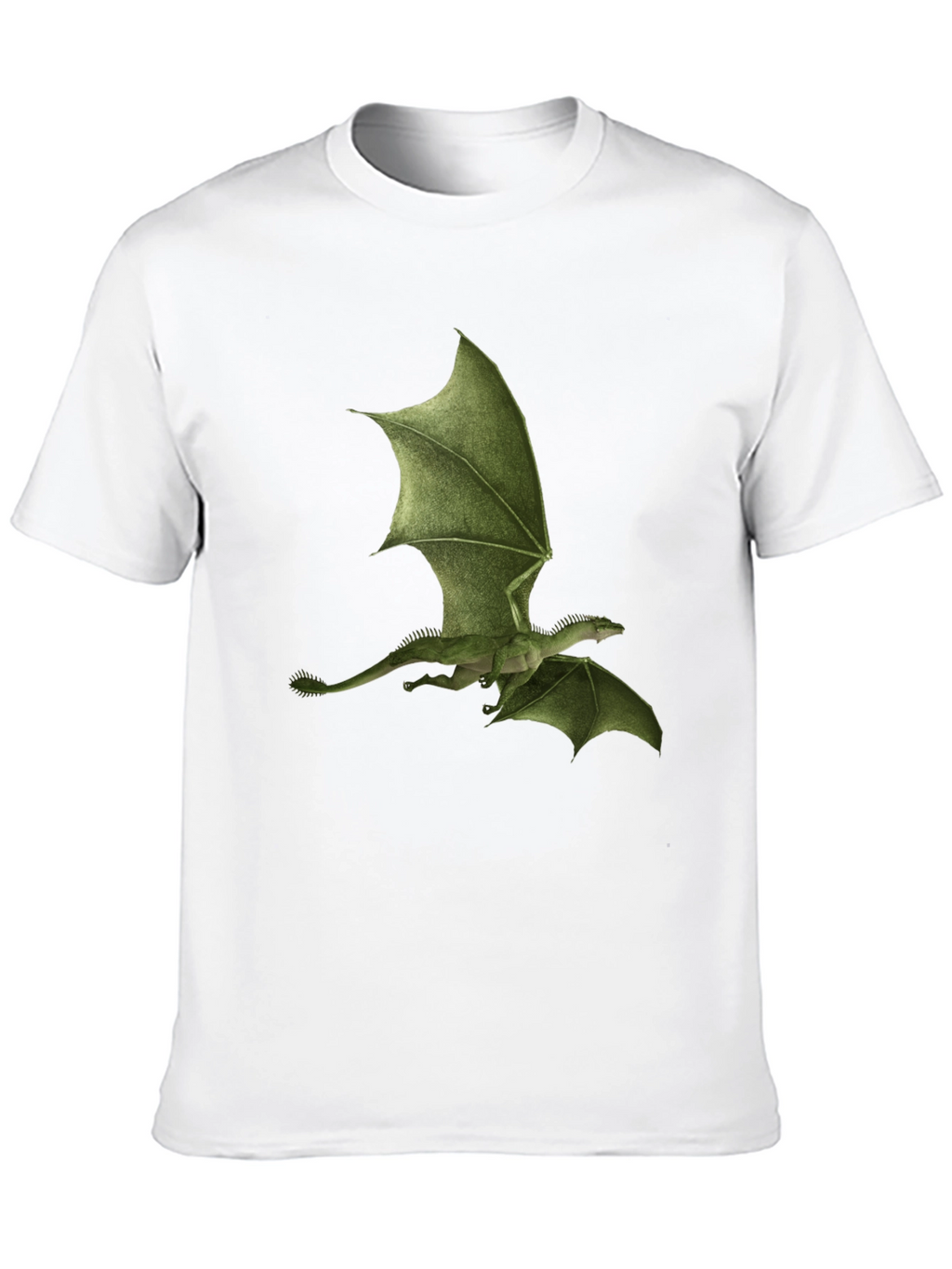 Green Dragon Print Black T-Shirt