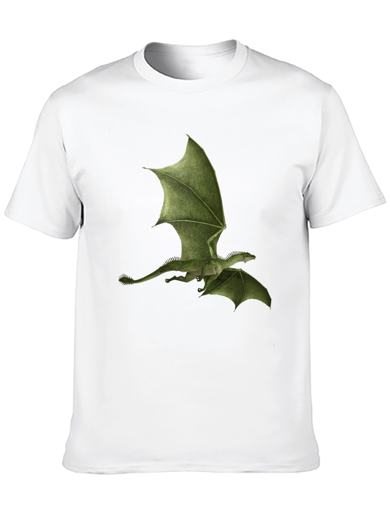 Green Dragon Print Black T-Shirt