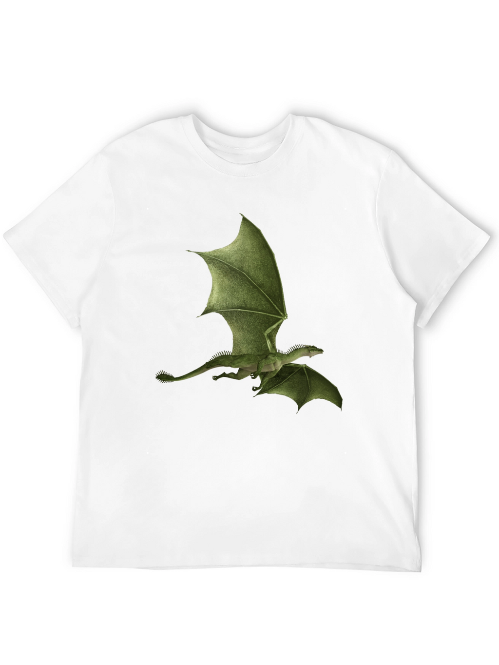 Green Dragon Print Black T-Shirt
