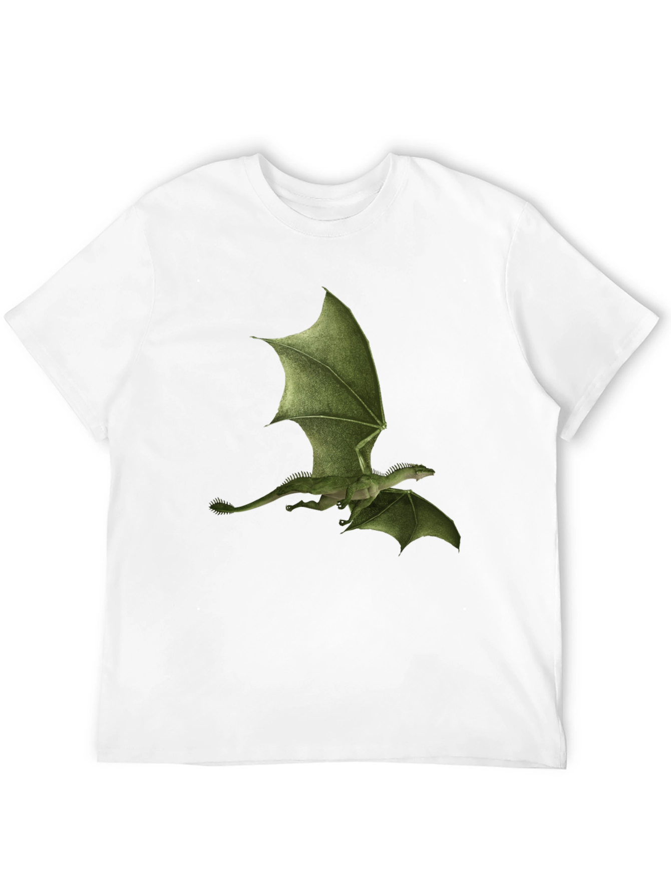 Green Dragon Print Black T-Shirt