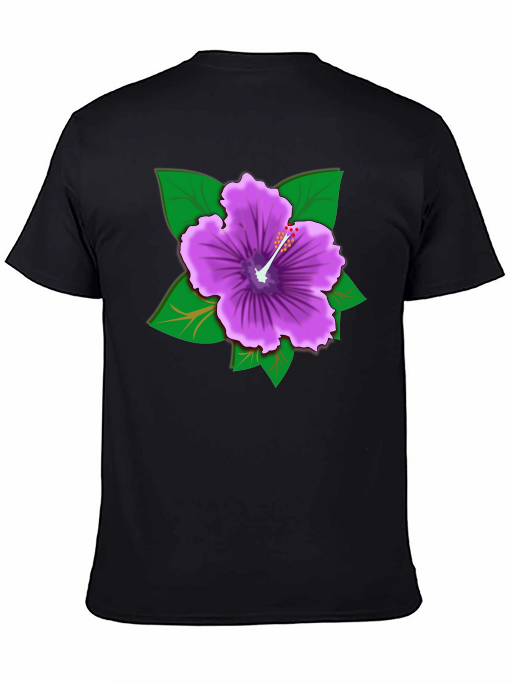 Hibiscus Flower Graphic Tee - Black Cotton Casual Shirt