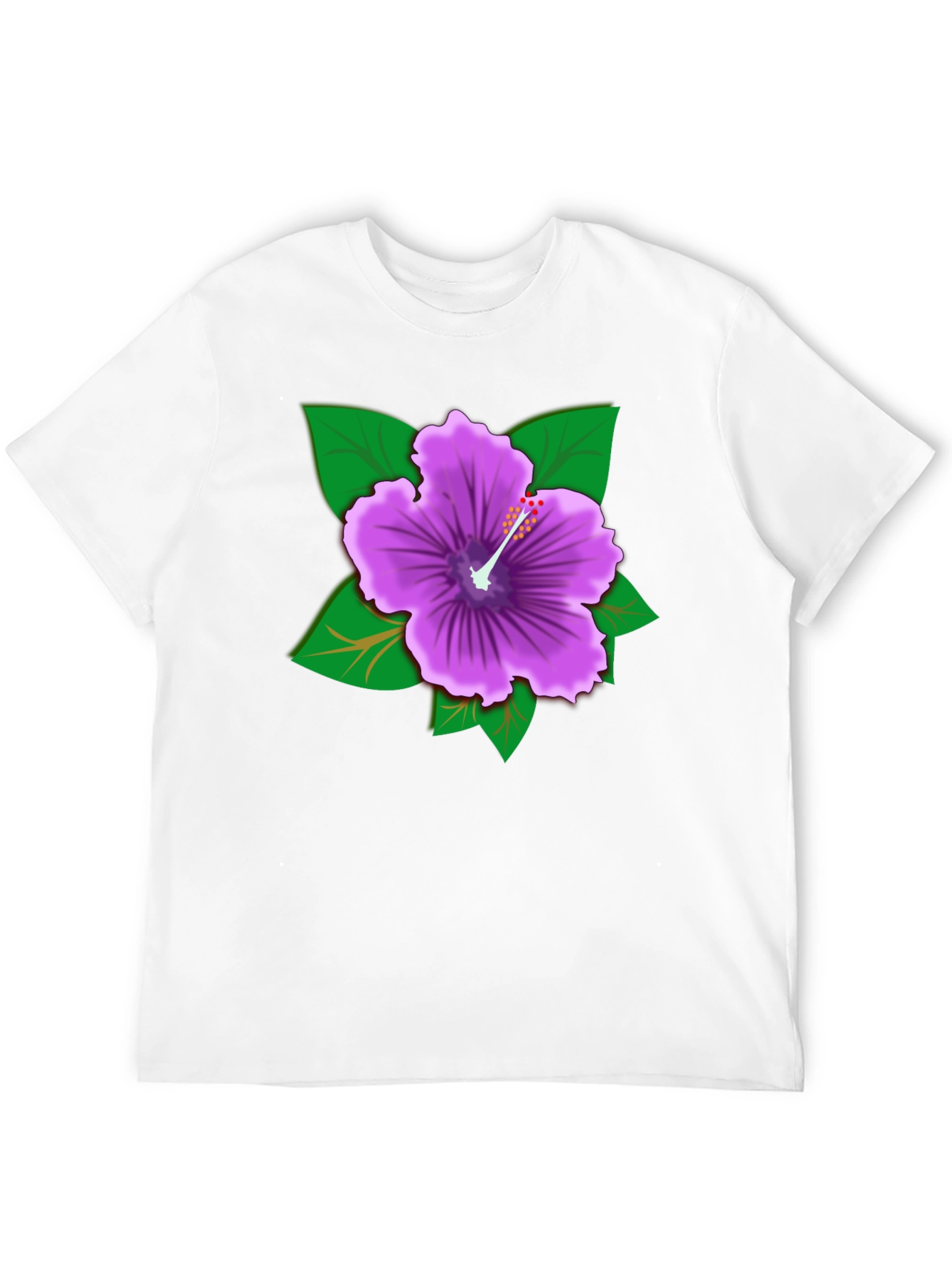 Hibiscus Flower Graphic Tee - Black Cotton Casual Shirt