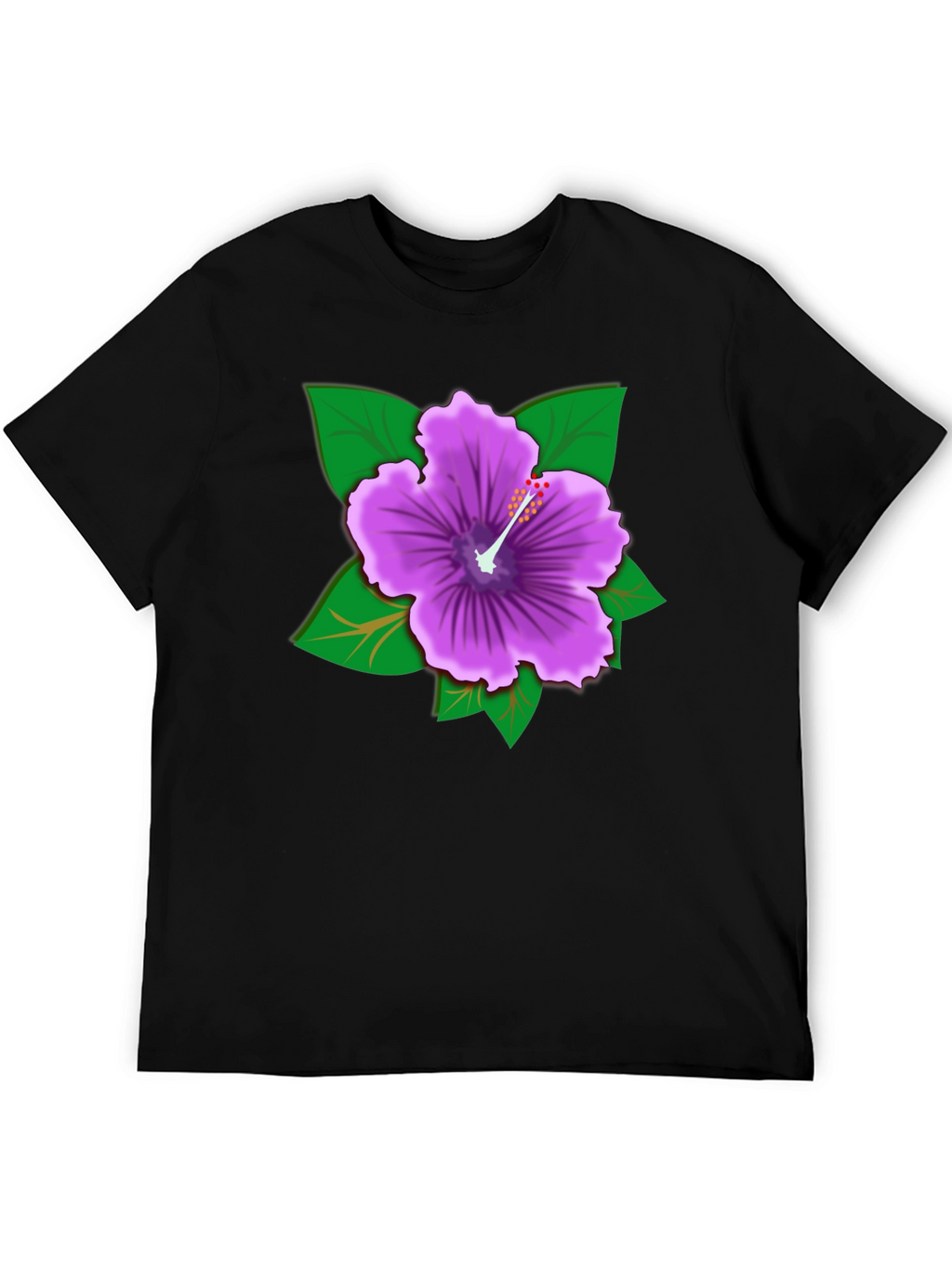 Hibiscus Flower Graphic Tee - Black Cotton Casual Shirt