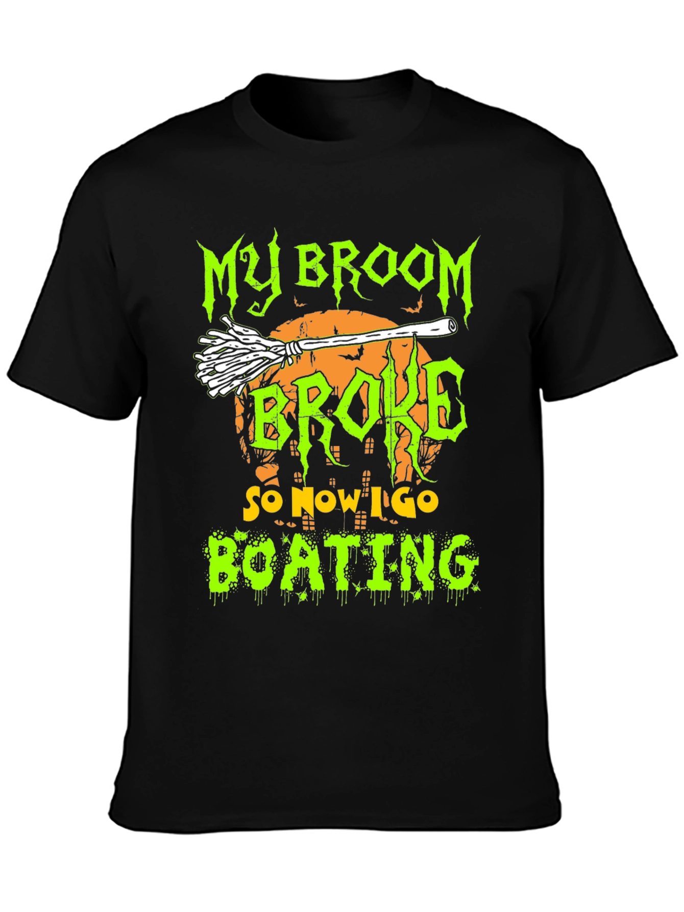 Halloween Broom Boating Graphic Tee