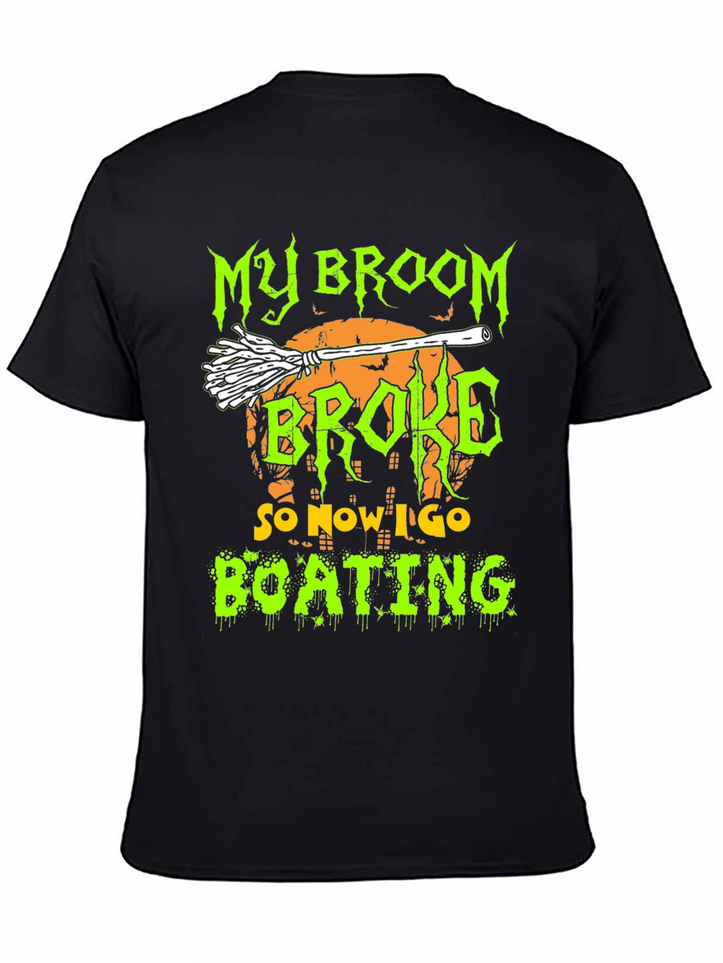 Halloween Broom Boating Graphic Tee