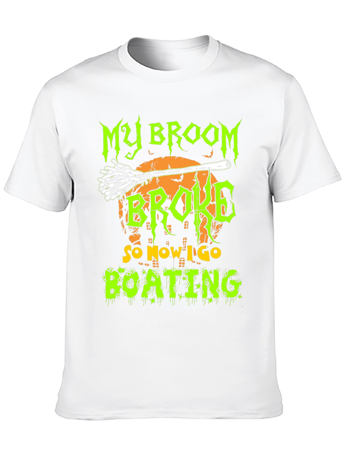 Halloween Broom Boating Graphic Tee