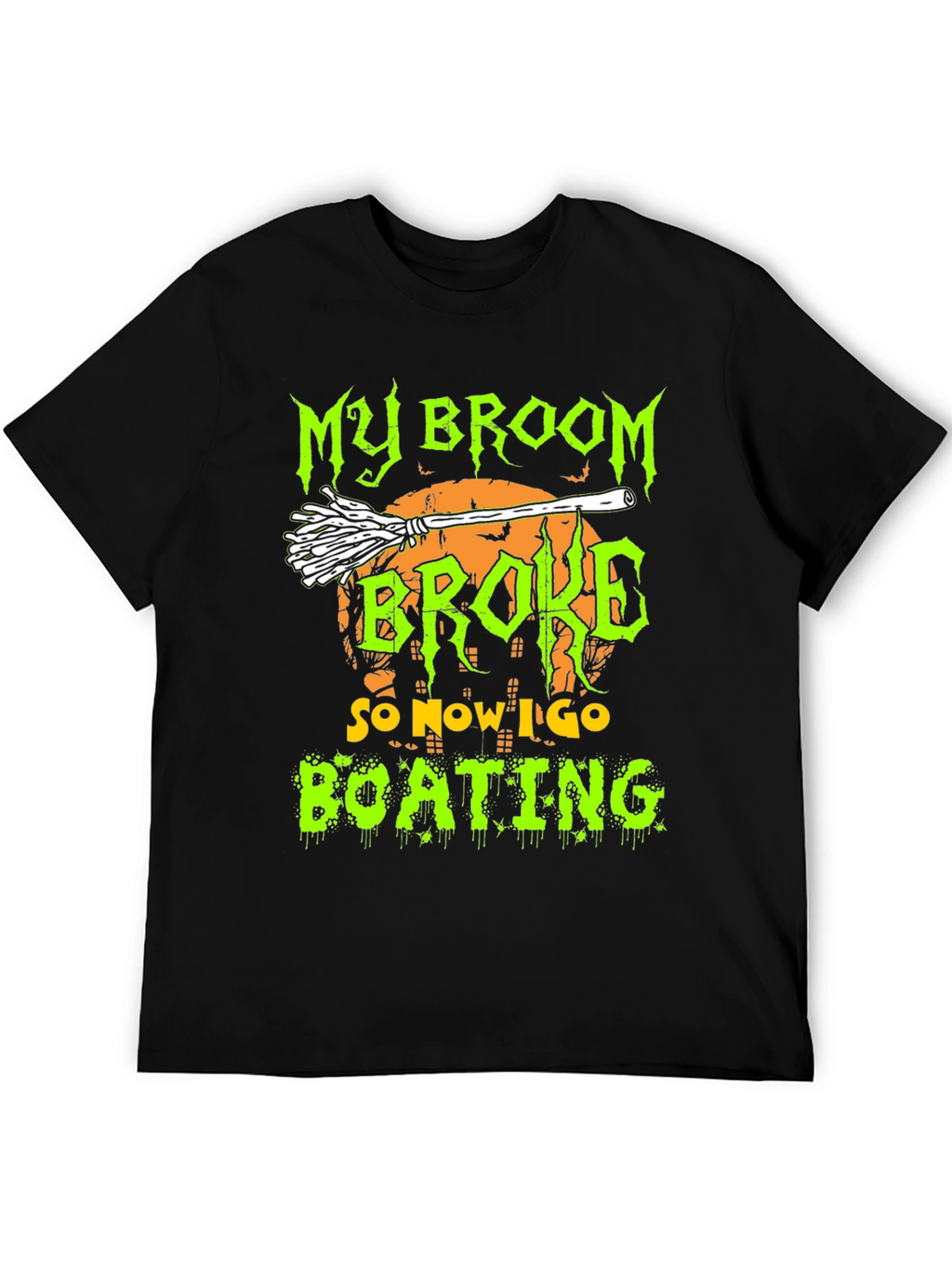 Halloween Broom Boating Graphic Tee