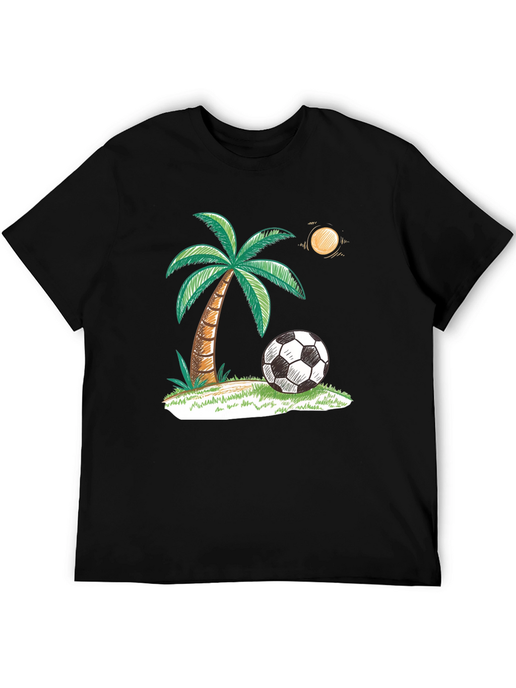 Tropical Soccer T-Shirt: Palm Tree & Ball Design