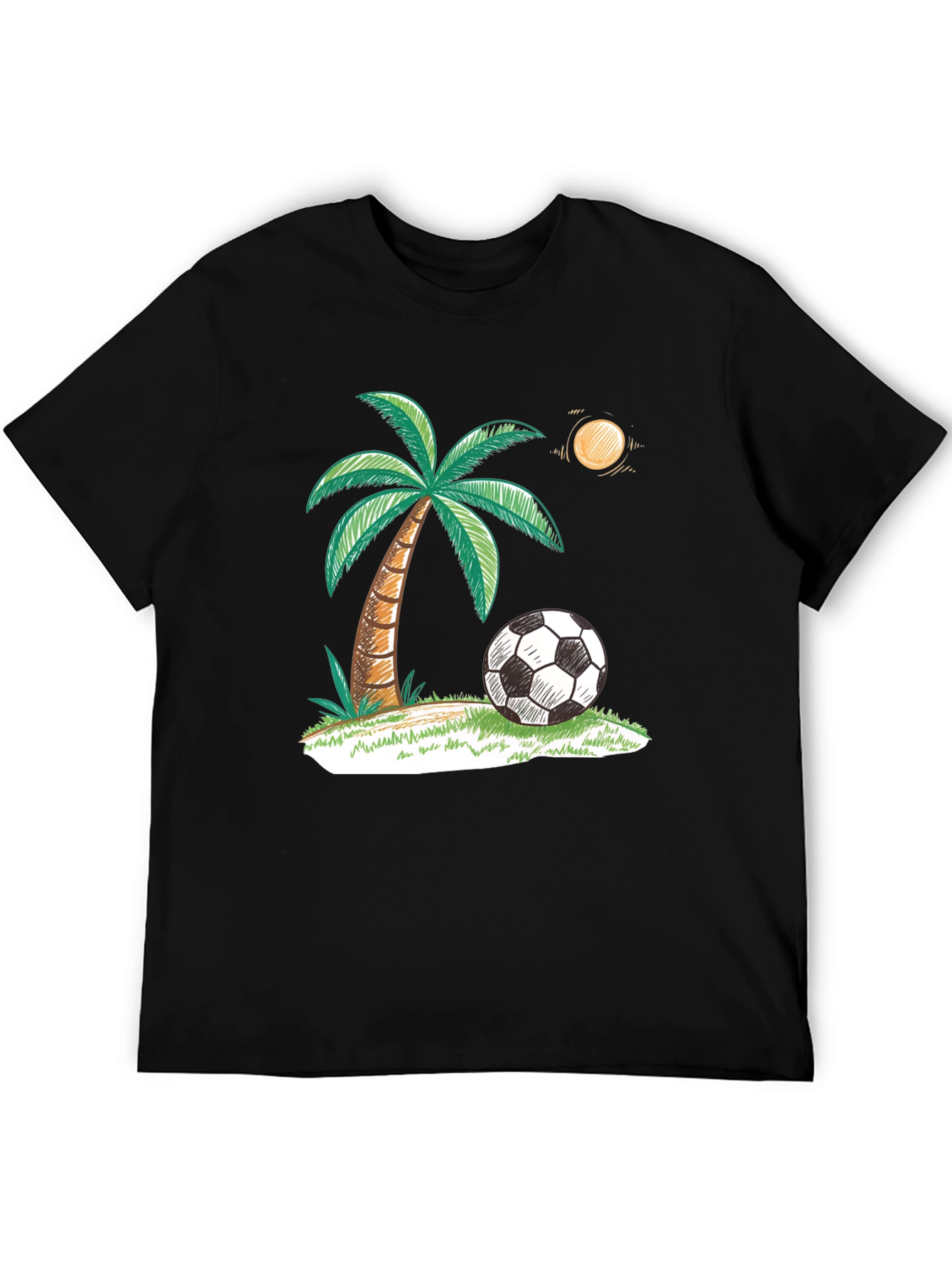 Tropical Soccer T-Shirt: Palm Tree & Ball Design