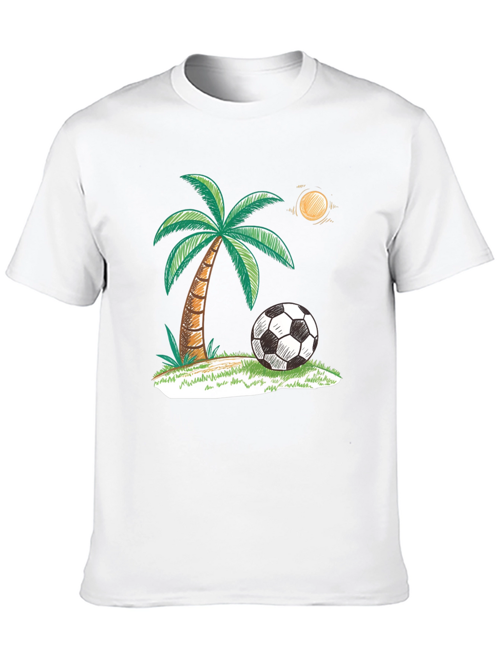 Tropical Soccer T-Shirt: Palm Tree & Ball Design
