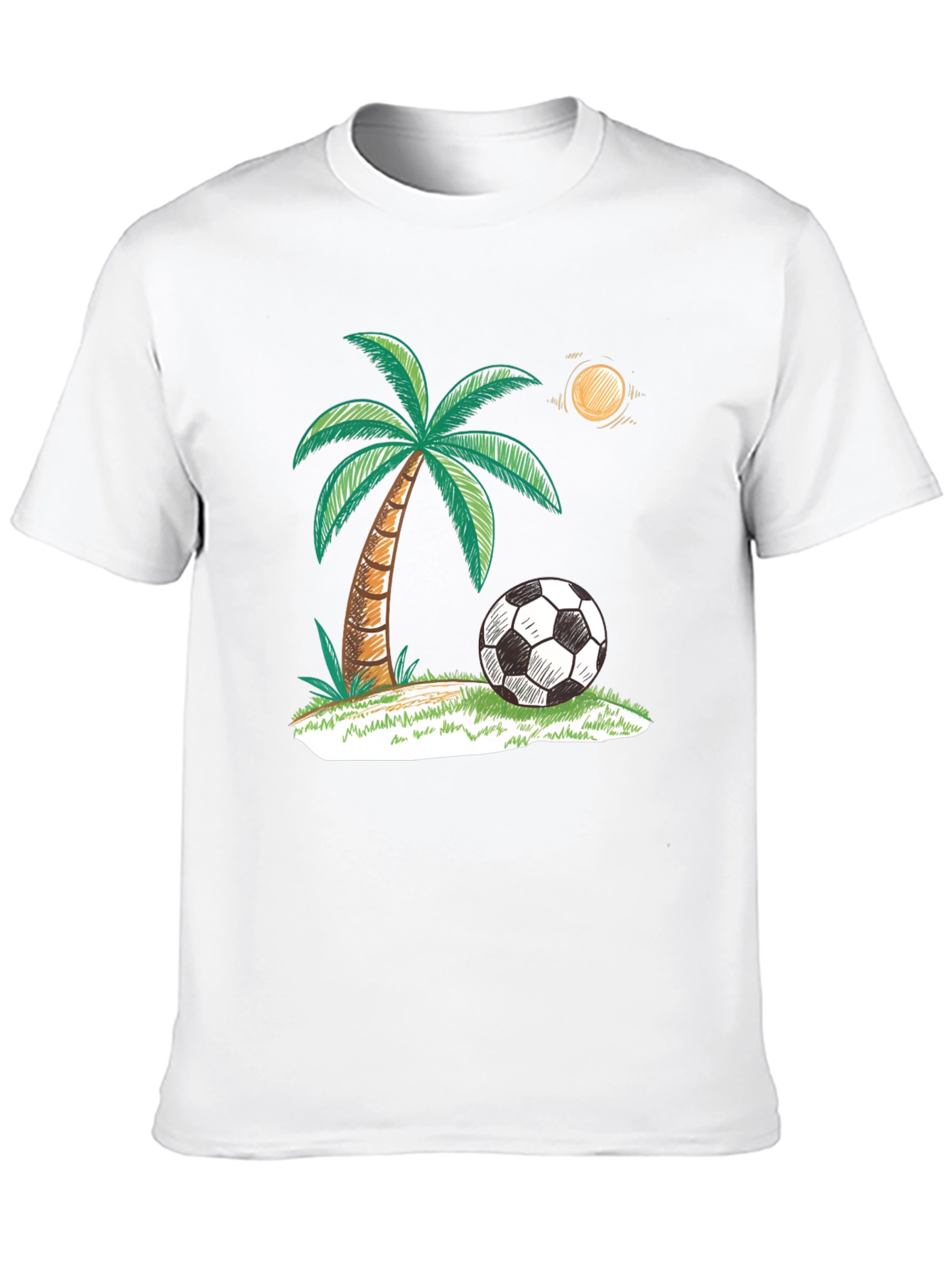 Tropical Soccer T-Shirt: Palm Tree & Ball Design