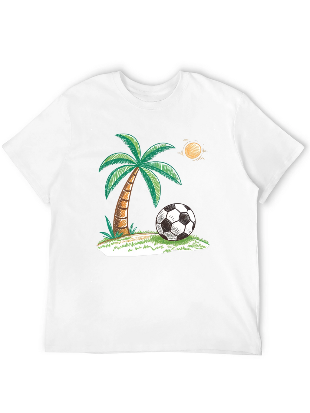 Tropical Soccer T-Shirt: Palm Tree & Ball Design