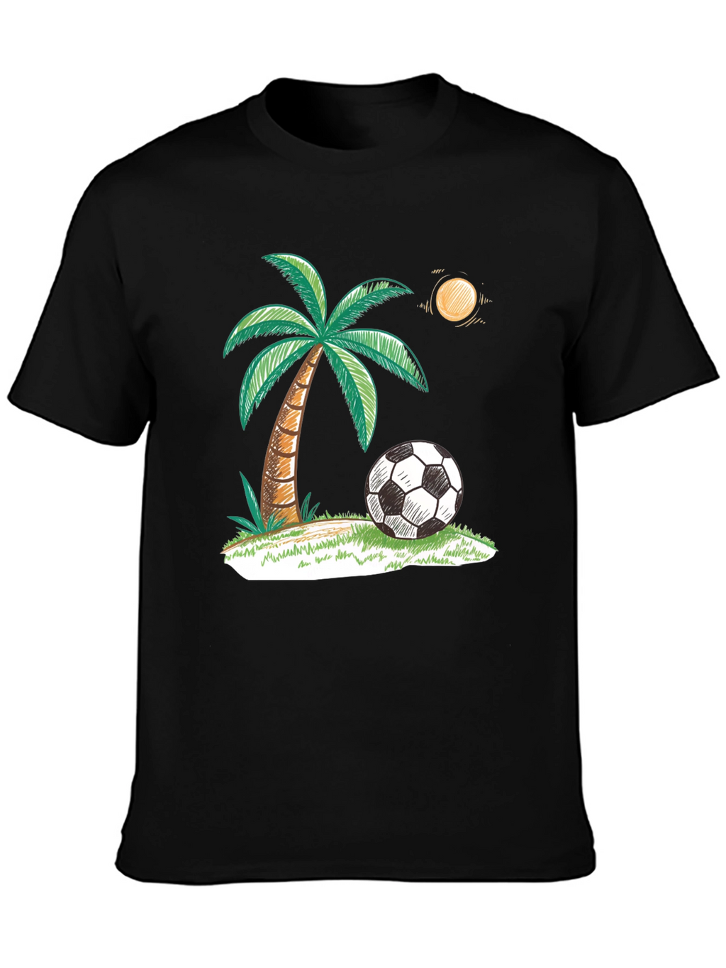 Tropical Soccer T-Shirt: Palm Tree & Ball Design