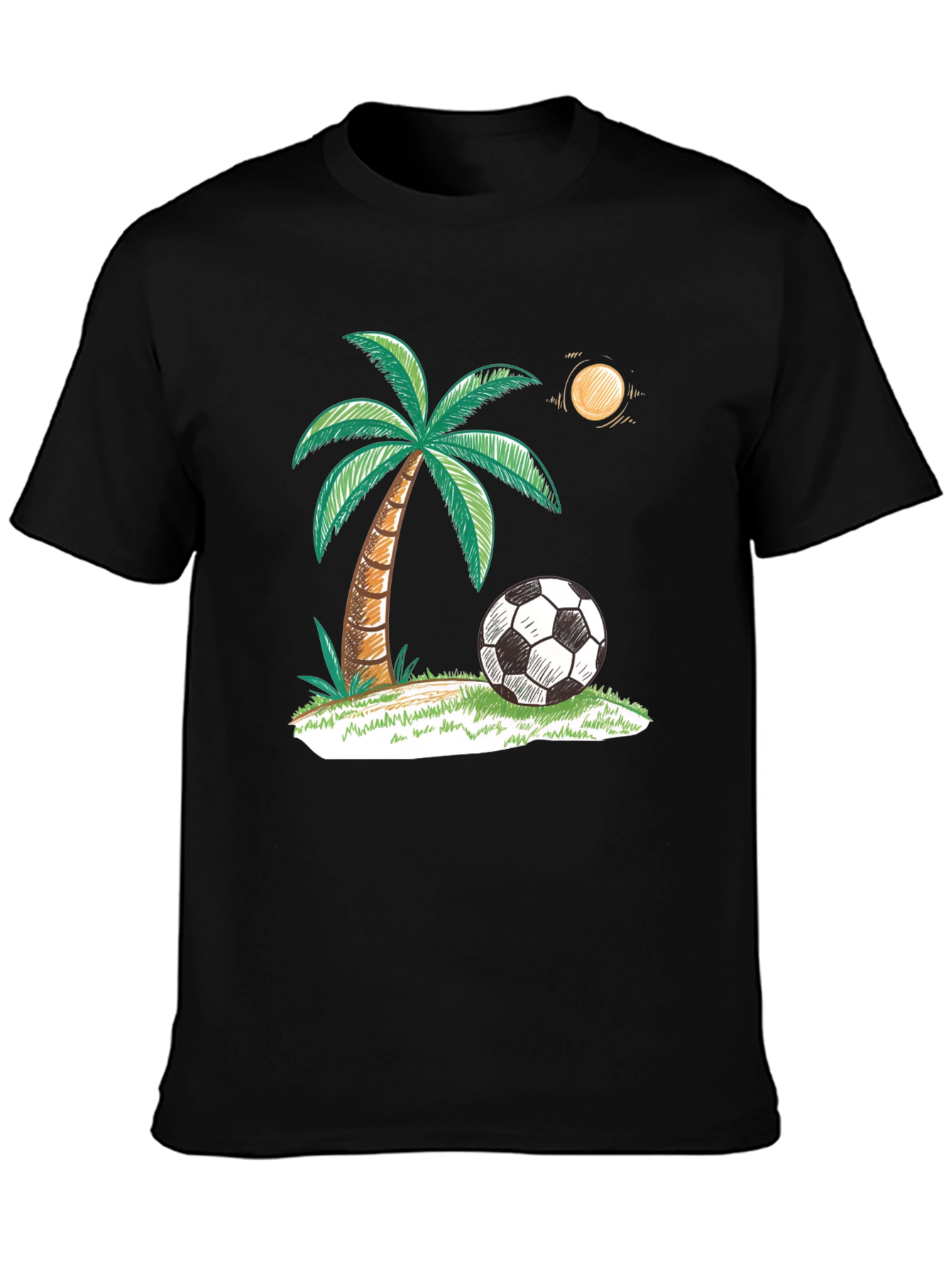 Tropical Soccer T-Shirt: Palm Tree & Ball Design