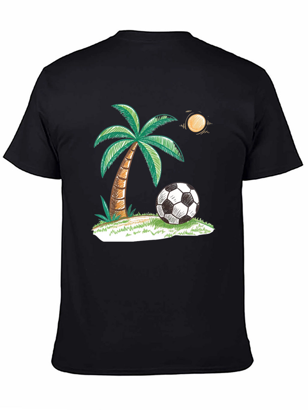 Tropical Soccer T-Shirt: Palm Tree & Ball Design