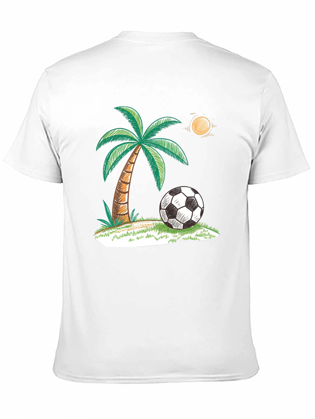 Tropical Soccer T-Shirt: Palm Tree & Ball Design