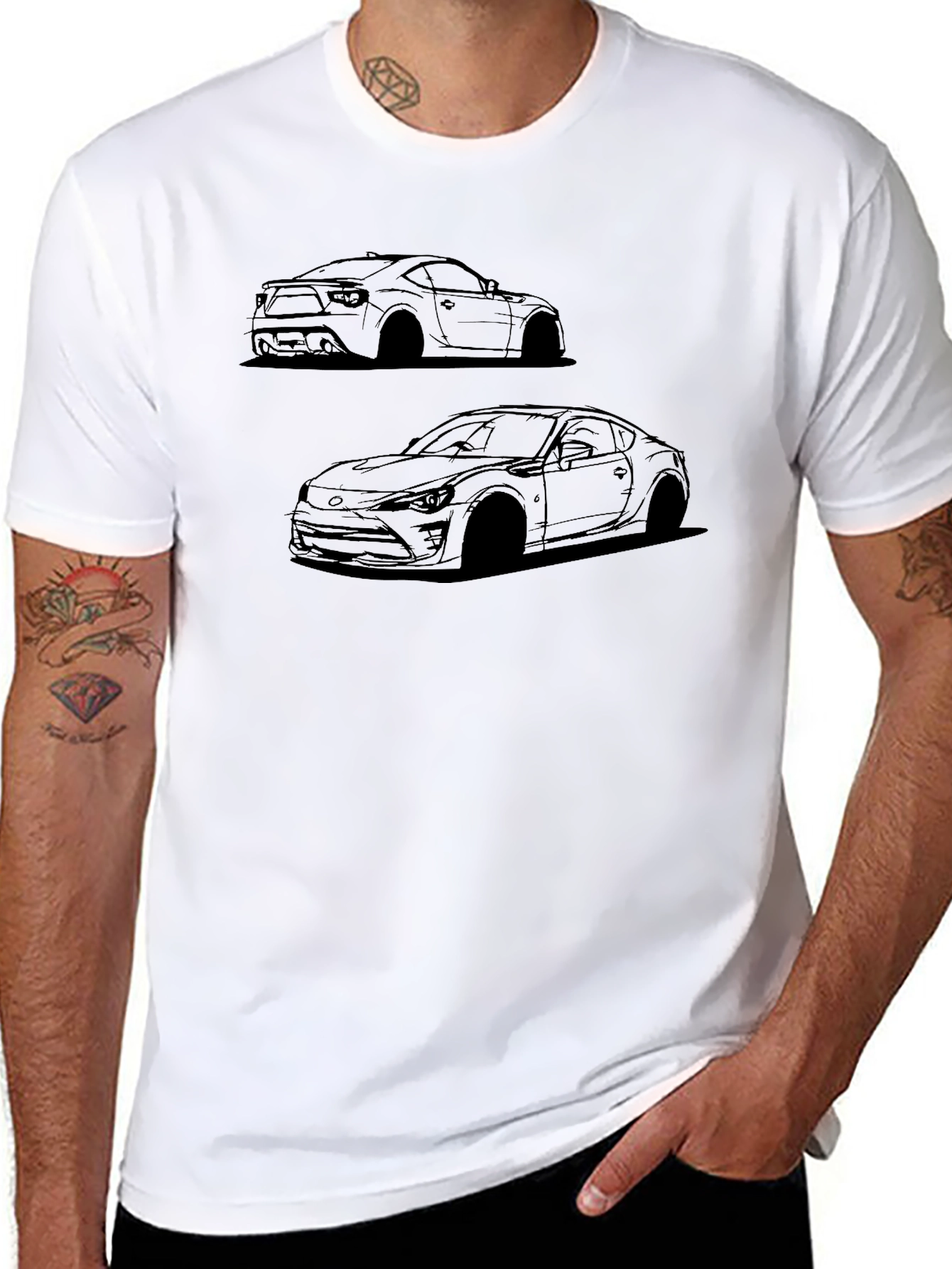 Car Silhouette Graphic Tee - Black