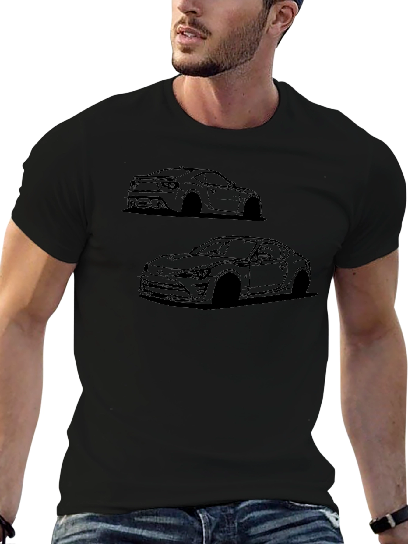 Car Silhouette Graphic Tee - Black