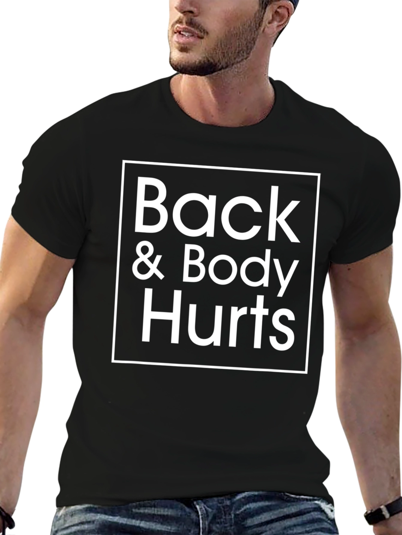 Back & Body Hurts Graphic Tee - Black Casual T-Shirt