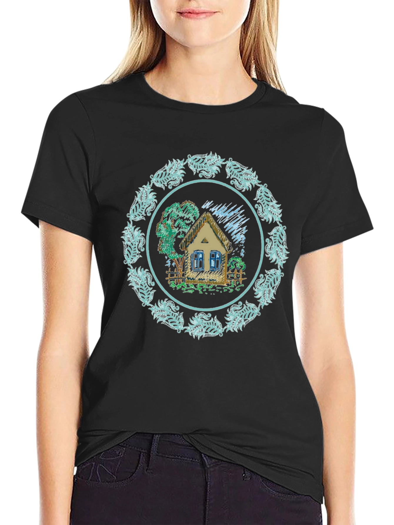 Cottage Circle Graphic T-Shirt