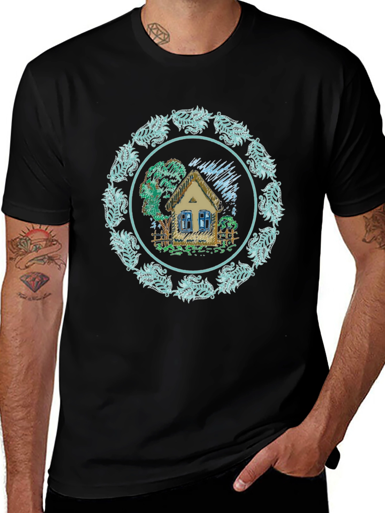 Cottage Circle Graphic T-Shirt