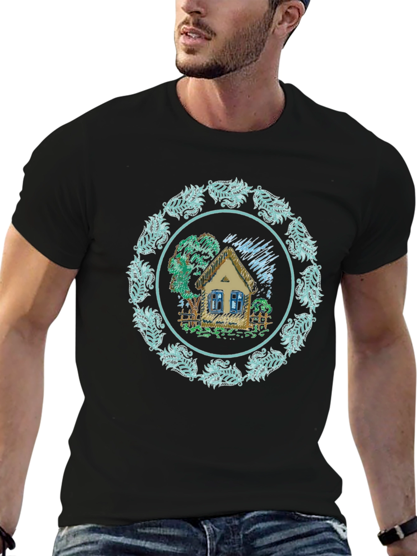 Cottage Circle Graphic T-Shirt