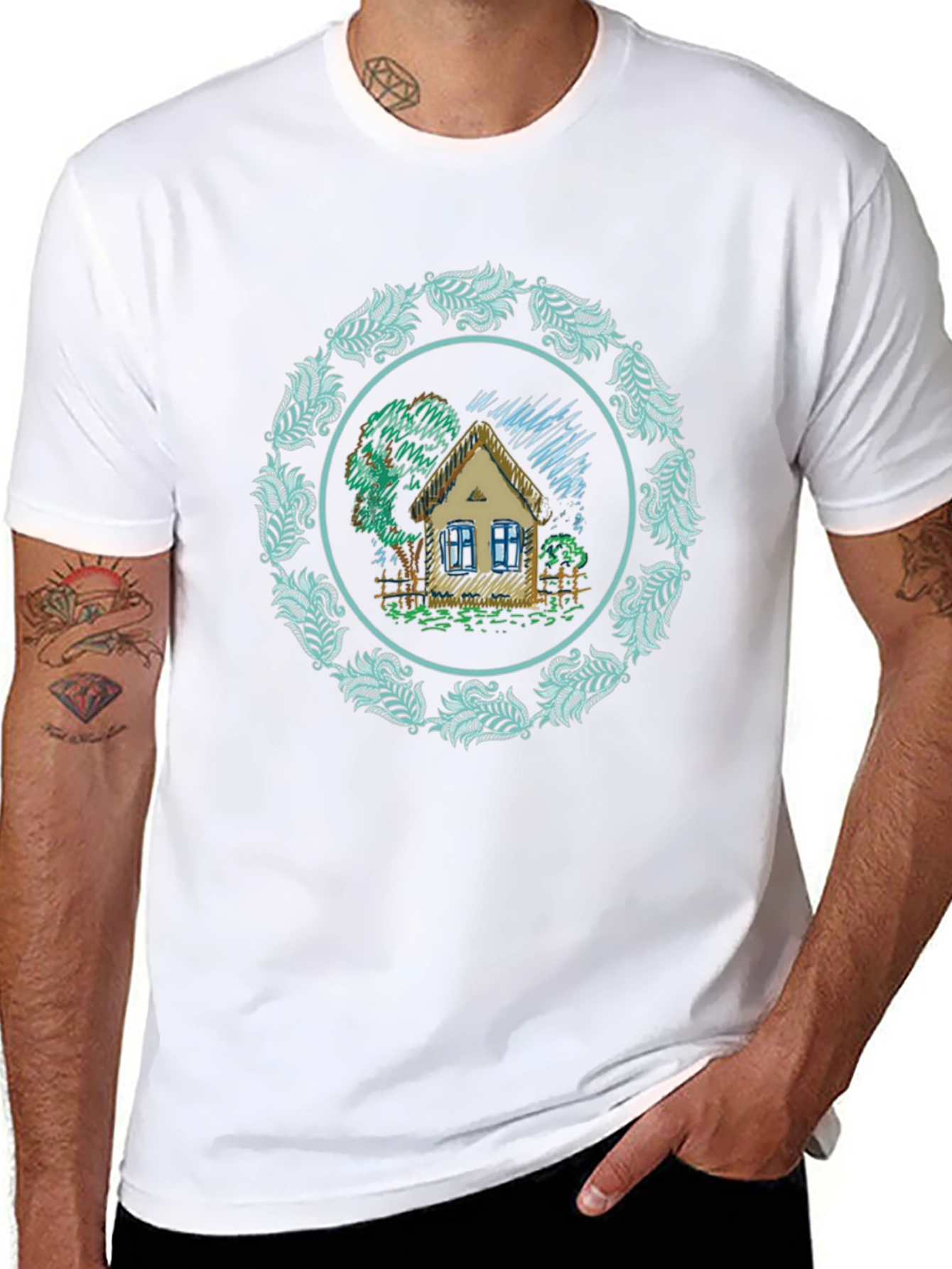 Cottage Circle Graphic T-Shirt
