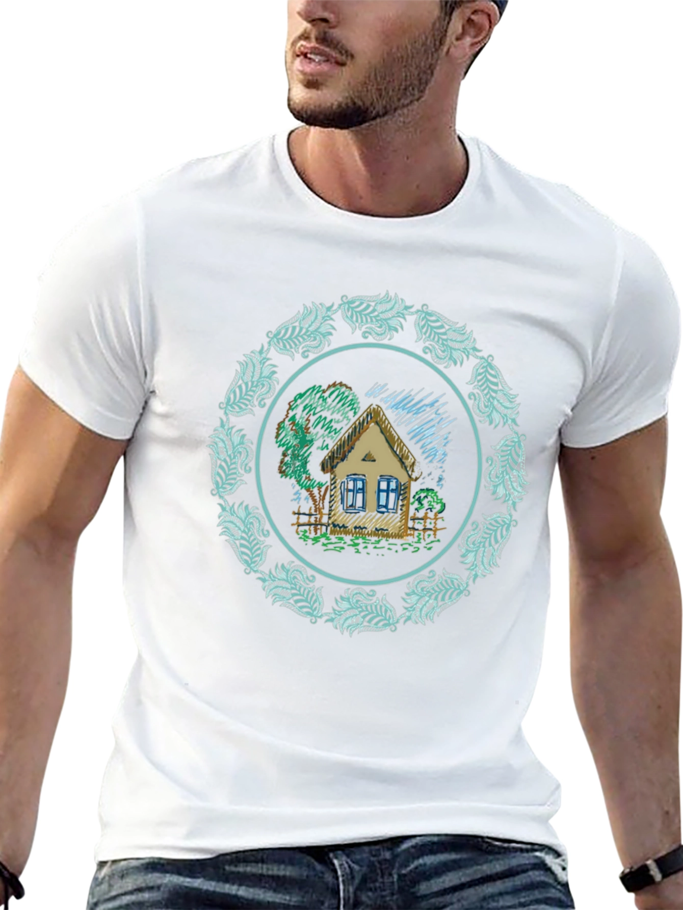 Cottage Circle Graphic T-Shirt