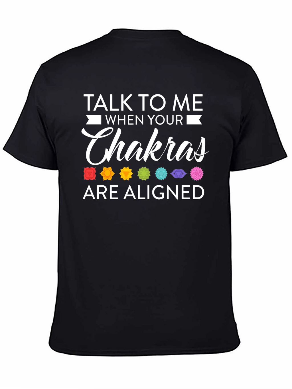 Aligned Chakras Graphic T-Shirt Black Cotton Blend