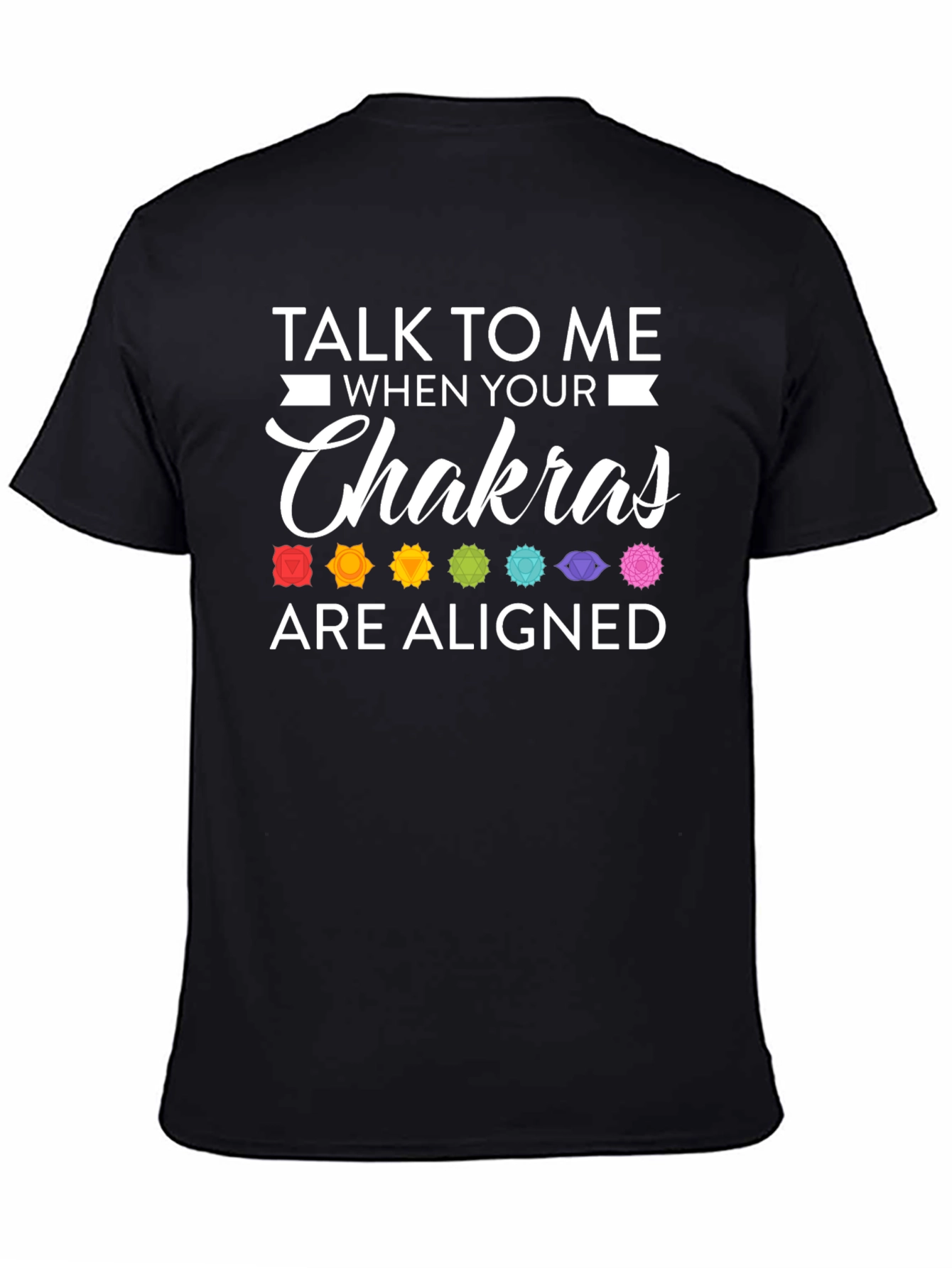 Aligned Chakras Graphic T-Shirt Black Cotton Blend