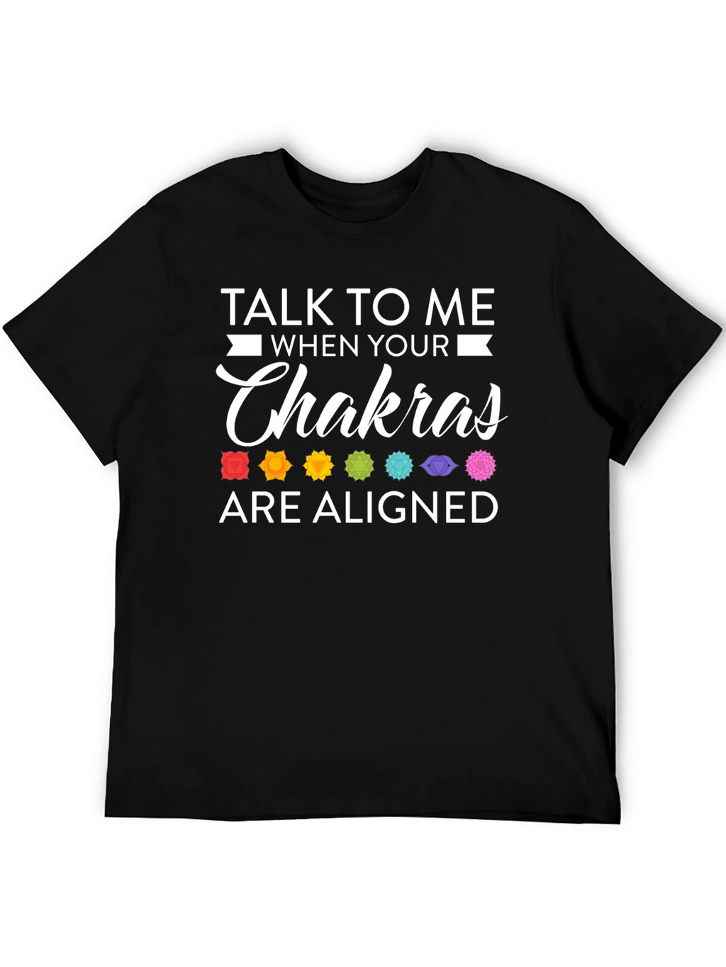 Aligned Chakras Graphic T-Shirt Black Cotton Blend