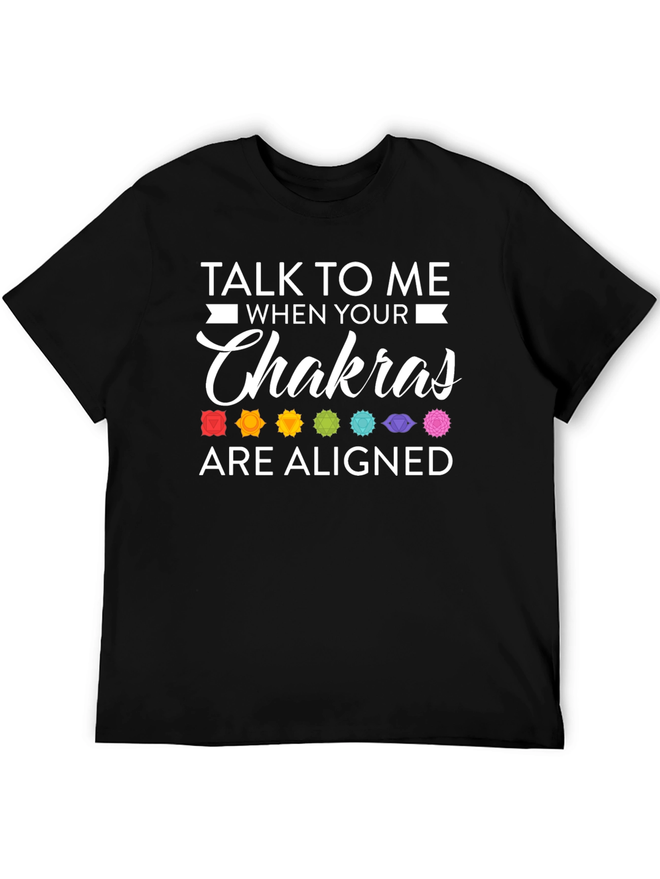 Aligned Chakras Graphic T-Shirt Black Cotton Blend