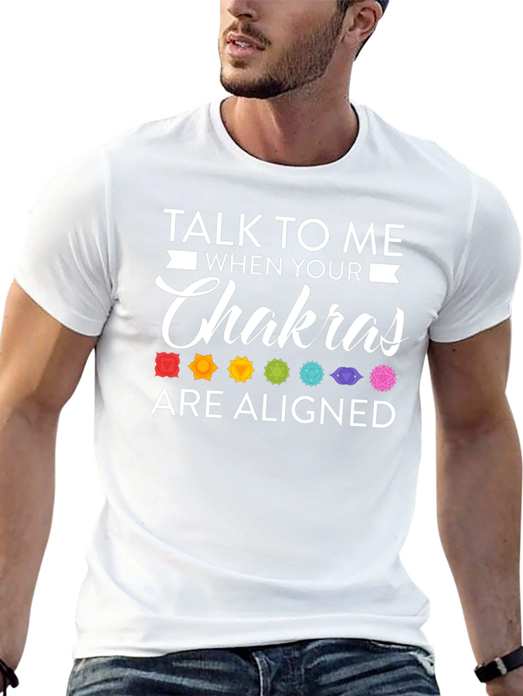 Aligned Chakras Graphic T-Shirt Black Cotton Blend