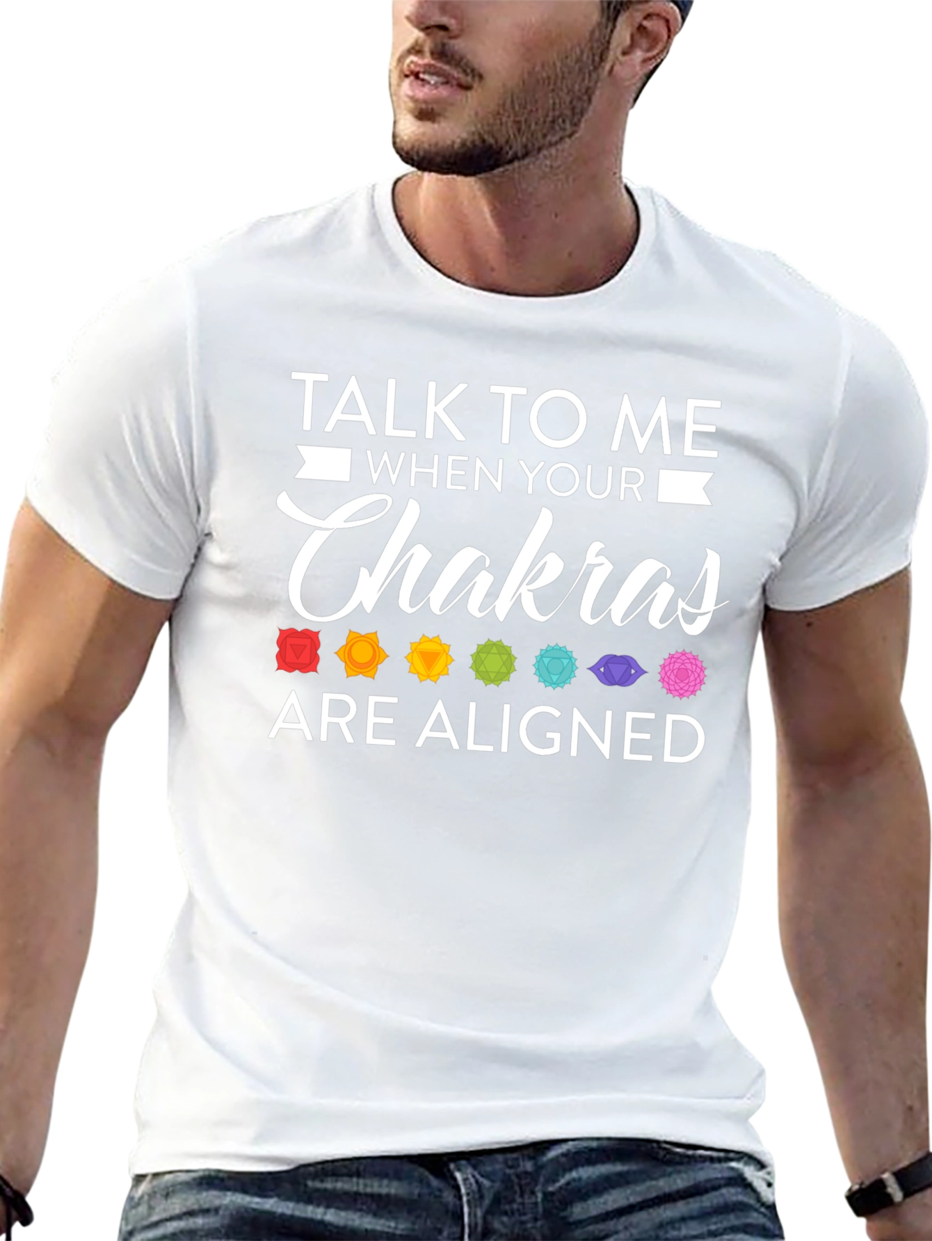 Aligned Chakras Graphic T-Shirt Black Cotton Blend