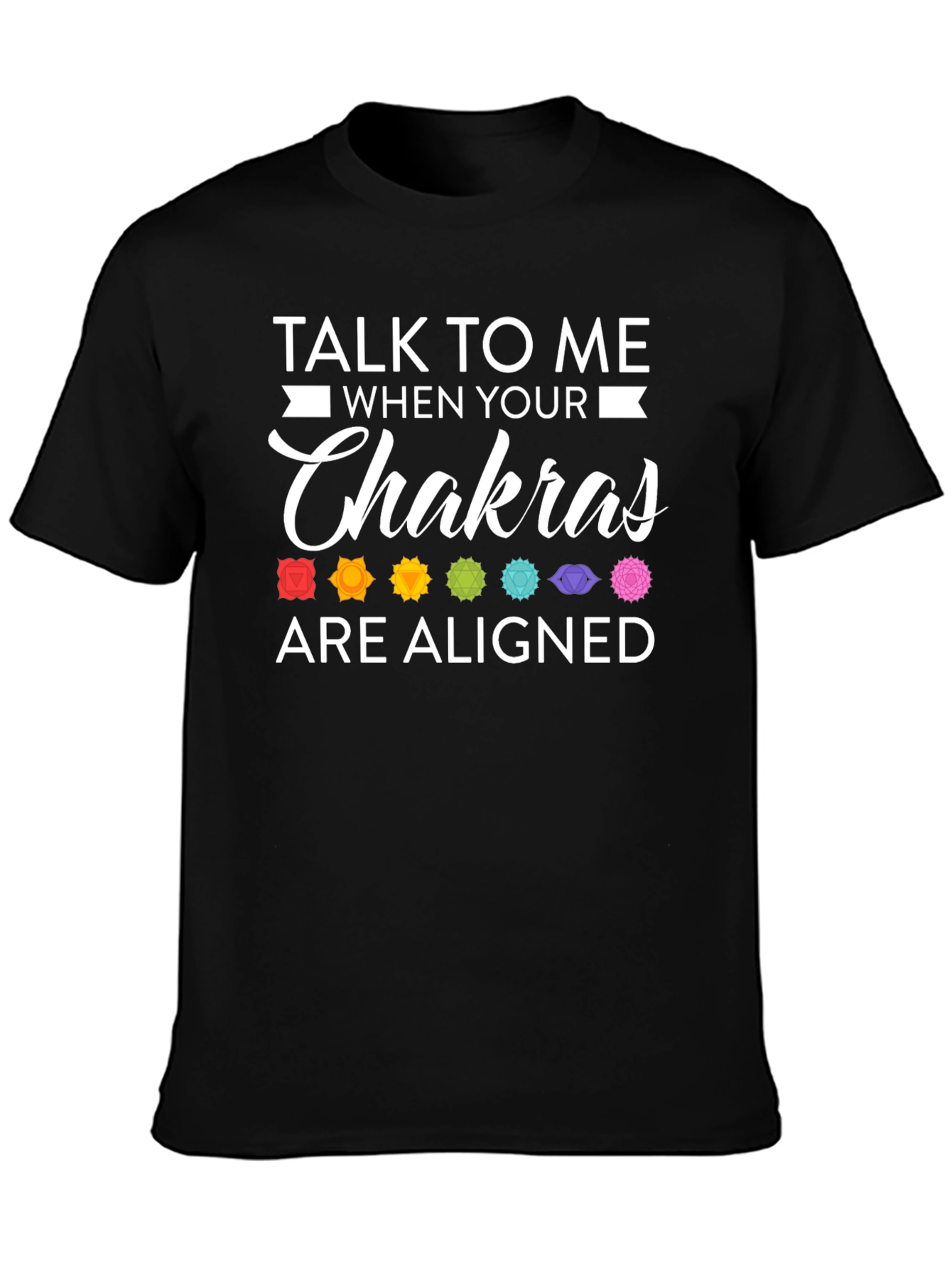 Aligned Chakras Graphic T-Shirt Black Cotton Blend