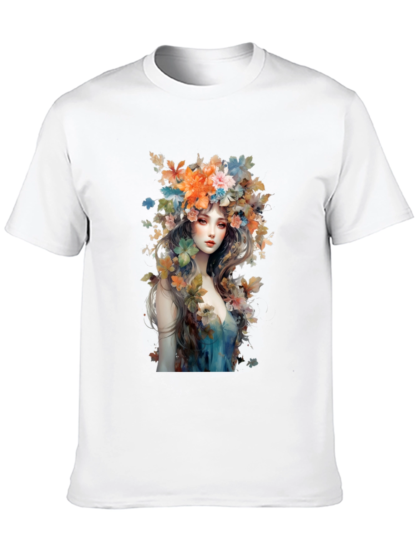 Floral Goddess Graphic Tee - Black Cotton