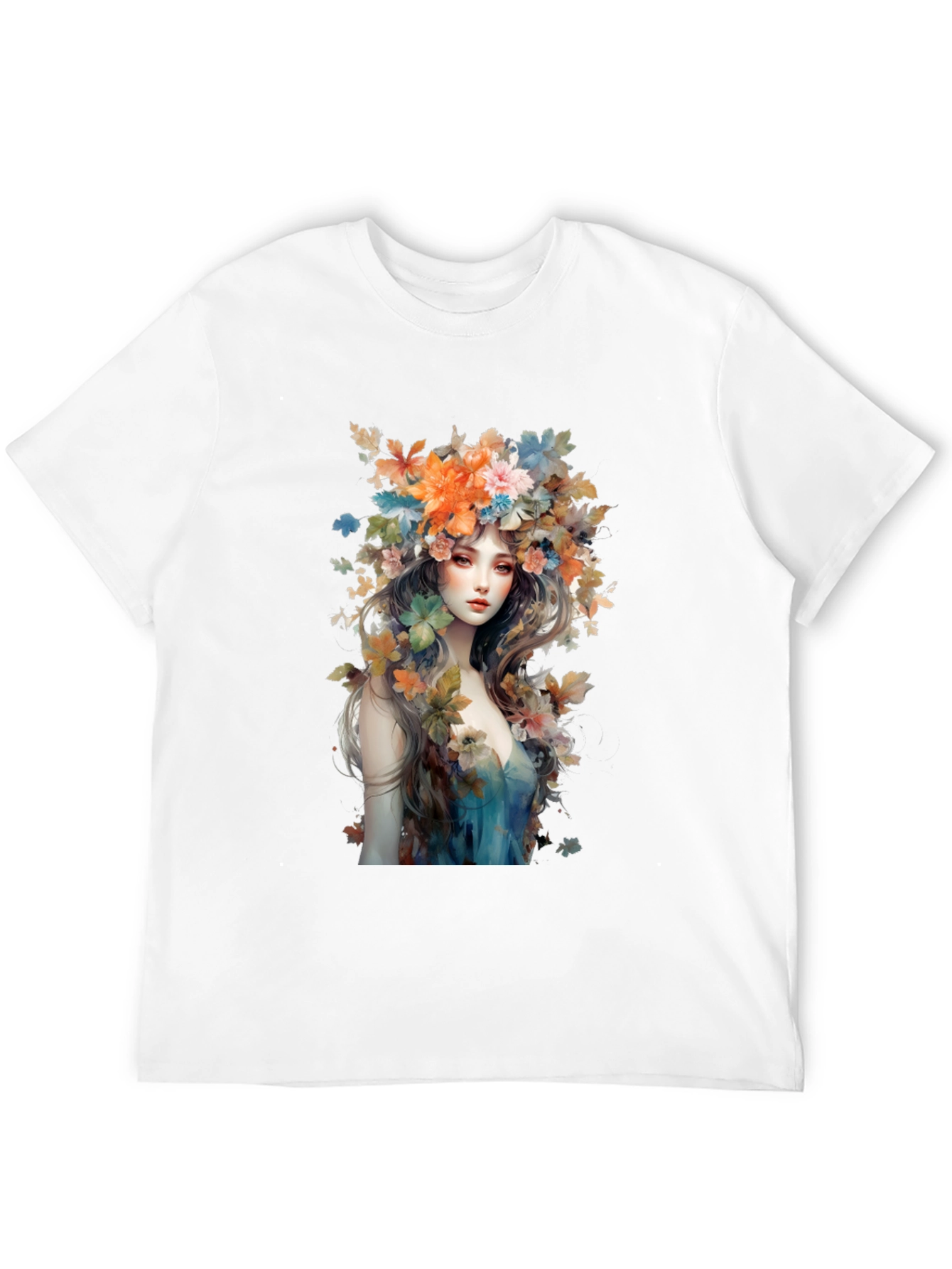 Floral Goddess Graphic Tee - Black Cotton