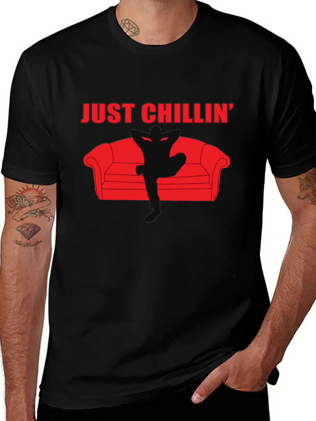 Just Chillin Graphic Black T-Shirt