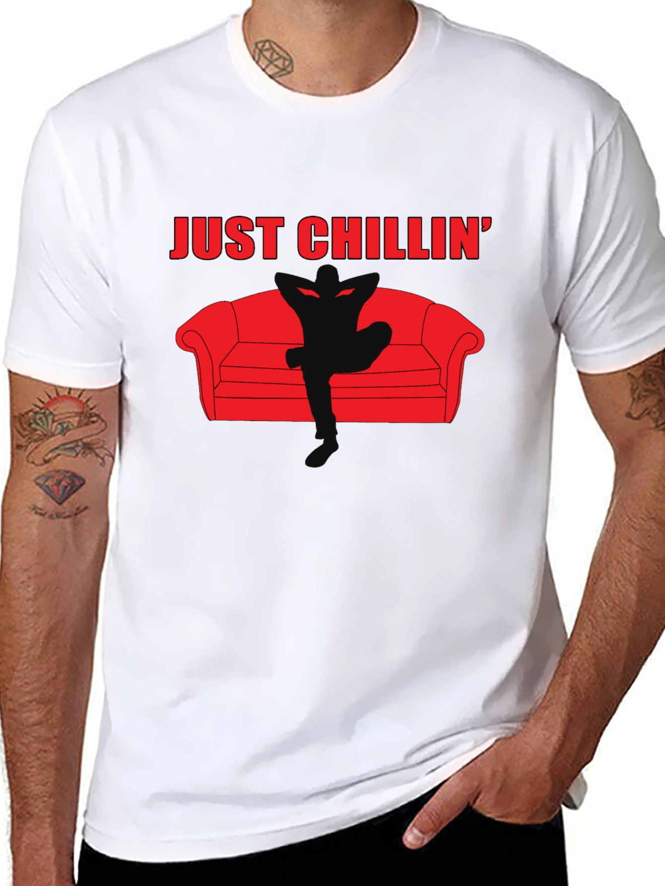 Just Chillin Graphic Black T-Shirt