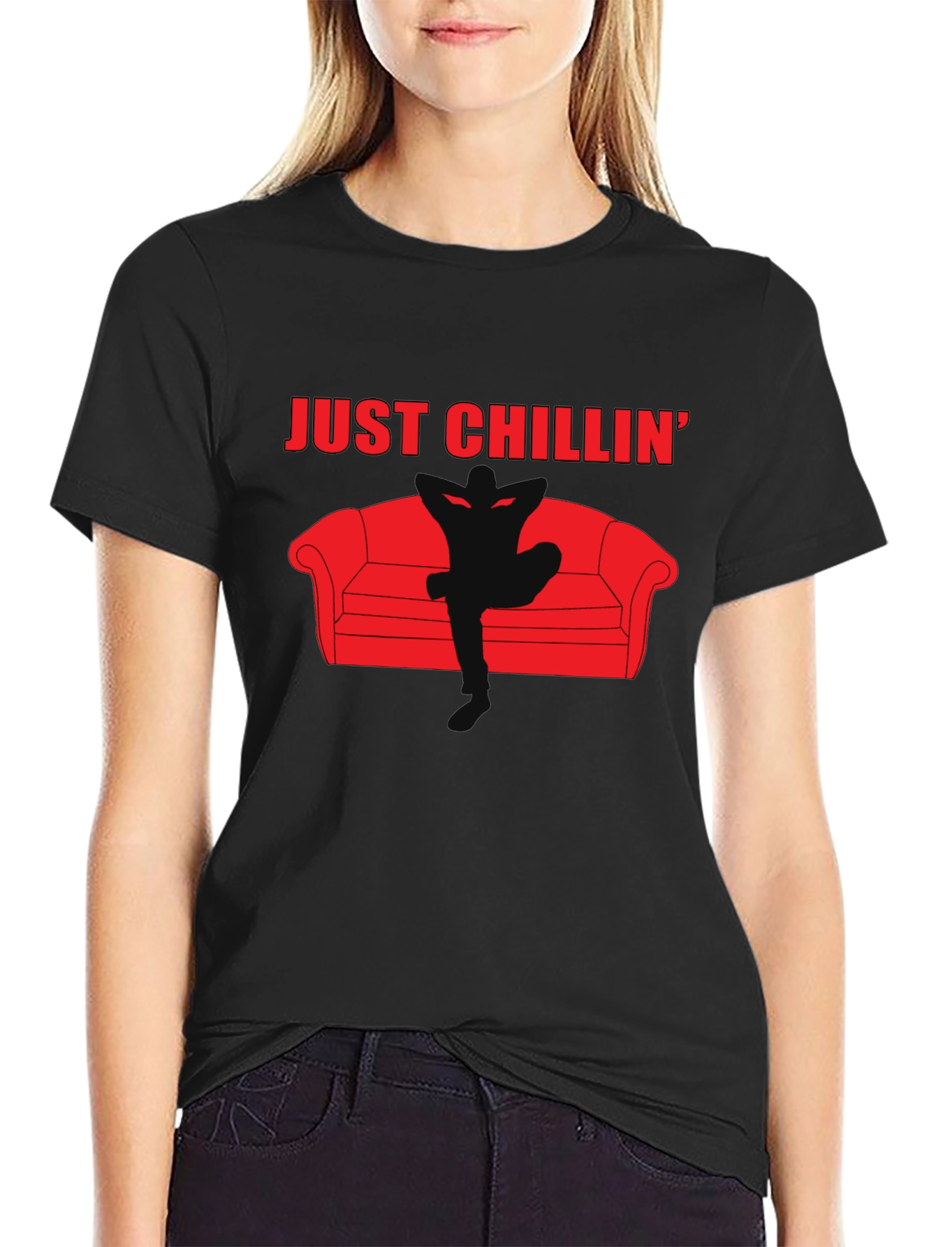 Just Chillin Graphic Black T-Shirt