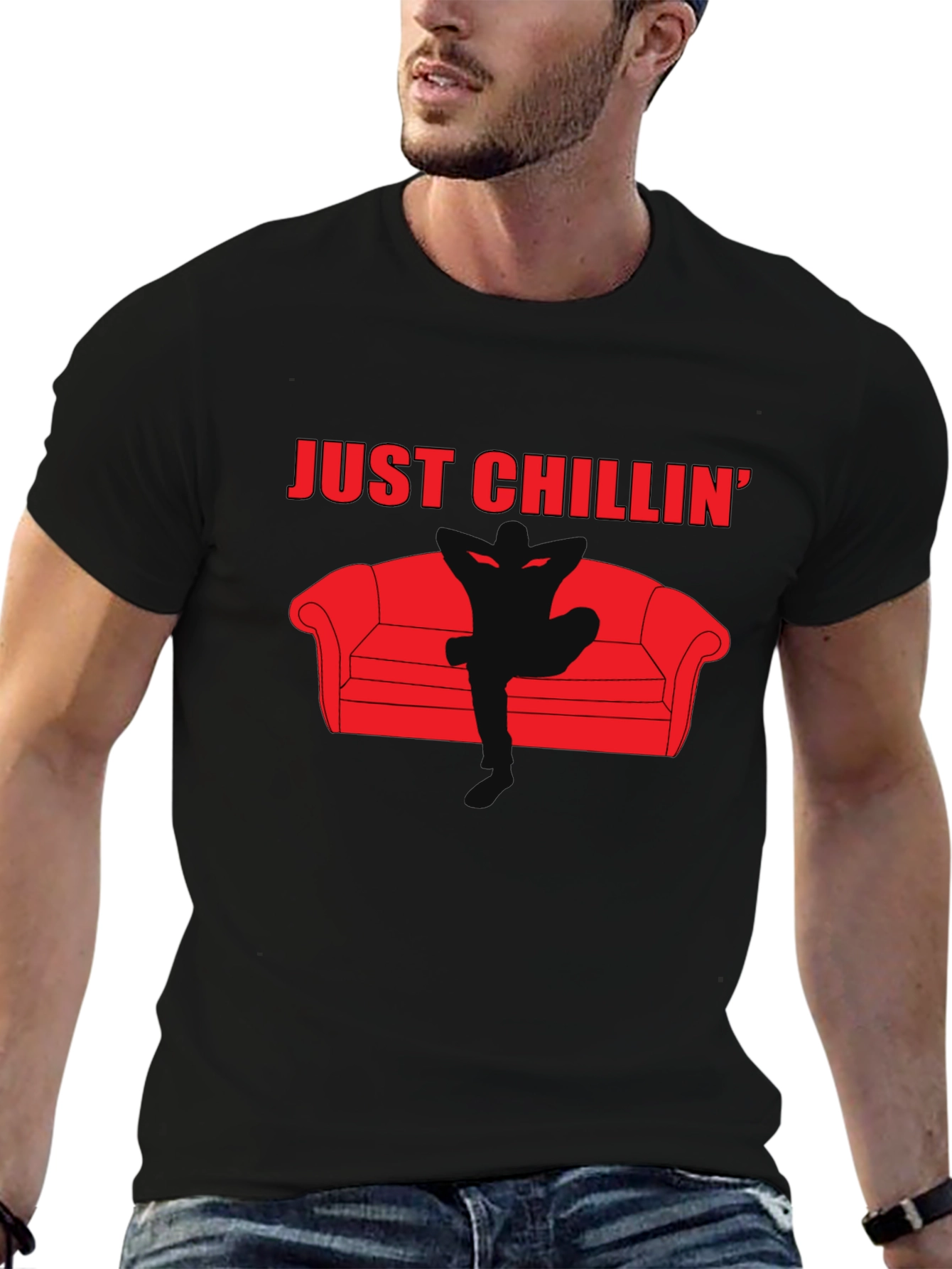 Just Chillin Graphic Black T-Shirt